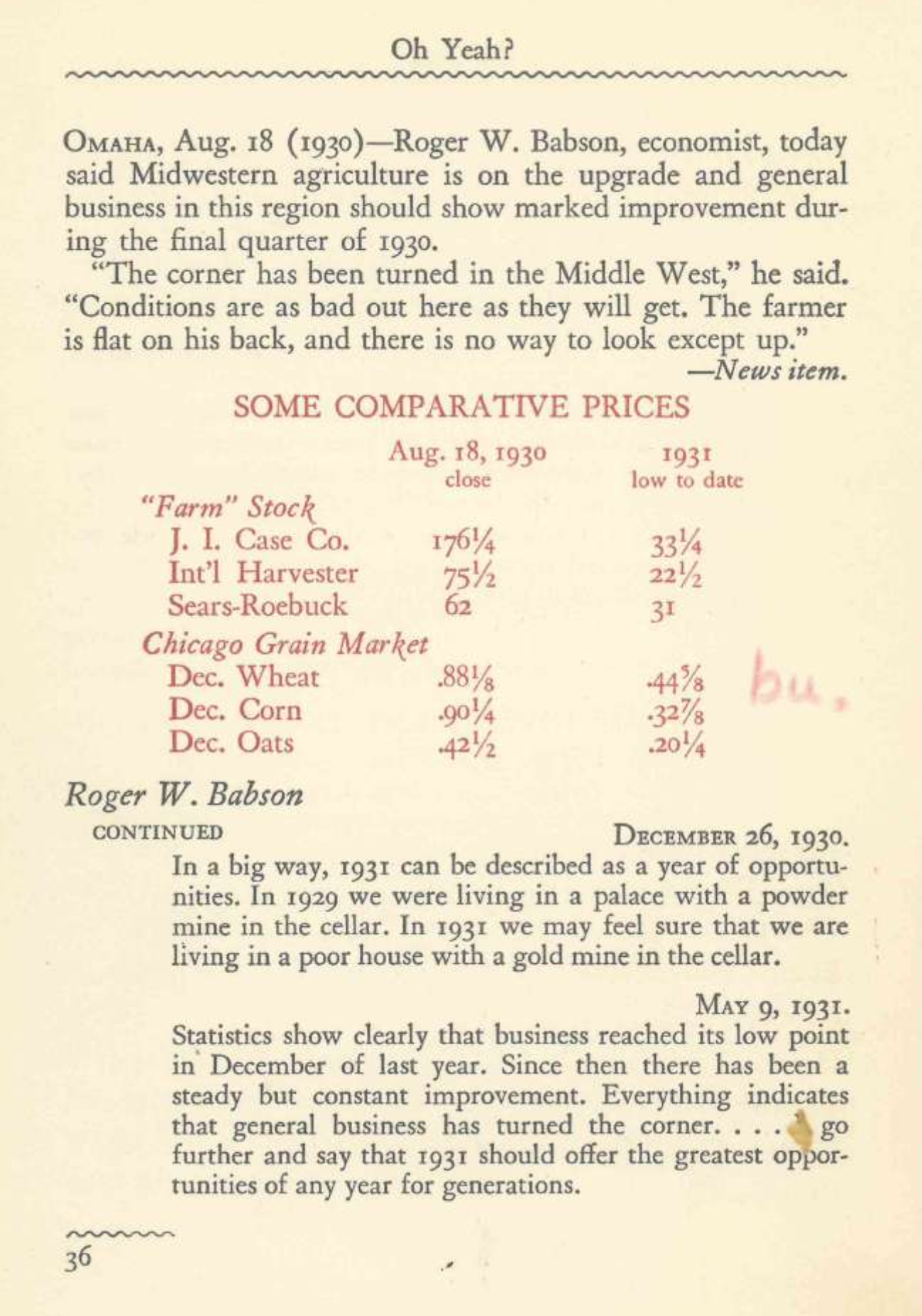 Page 36 of Edward Angly, Oh Yeah? indicating the esteem in which professional economists might have been held at the time. Click to enlarge.